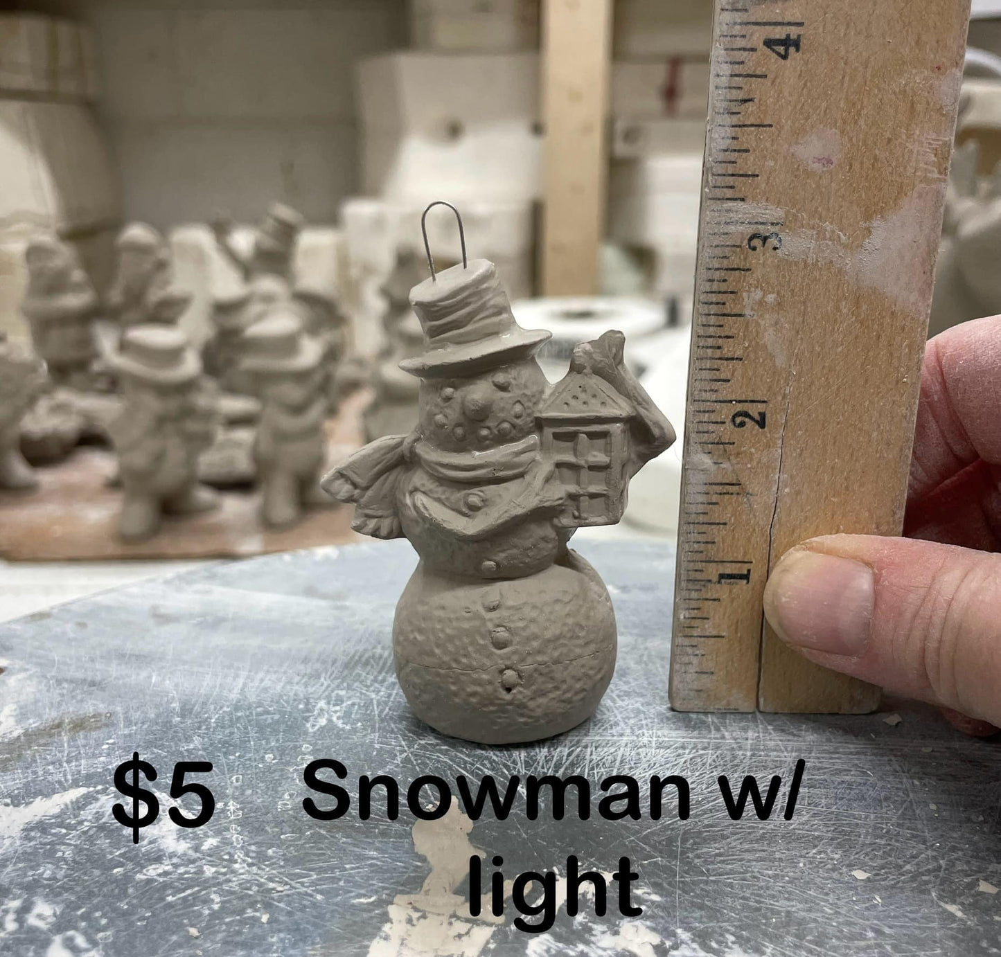 SNOWMAN WITH LANTERN ( LIGHT) CHRISTMAS ORNAMENT- $5
