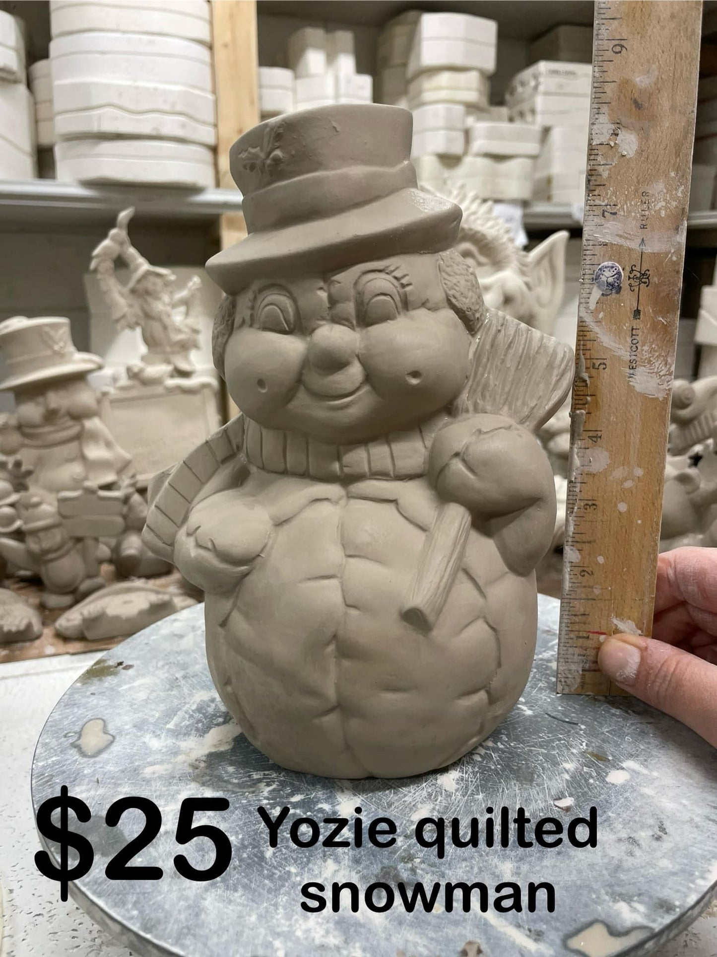 QUILTED SNOWMAN -8" TALL YOZIE MOLD-$25