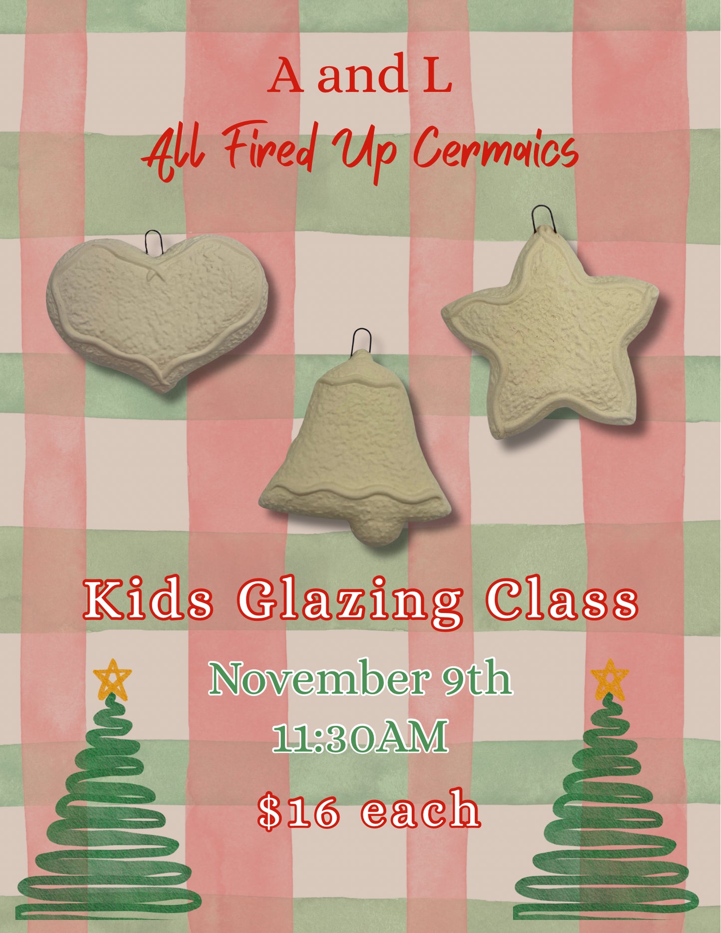 Kids Glazing Class Sunday November 9th at 11:30