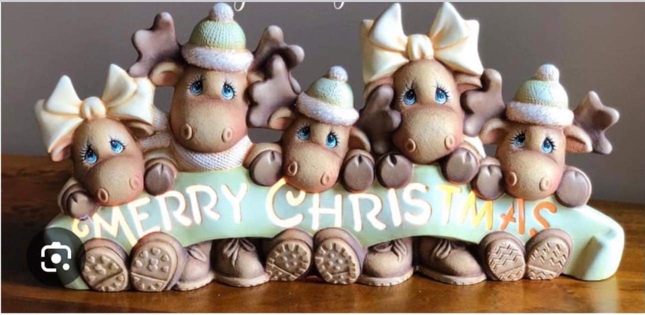 MERRY CHRISTMAS MOOSES -$50 -- APPROX 17 1/2" LONG -MOLD # 1990