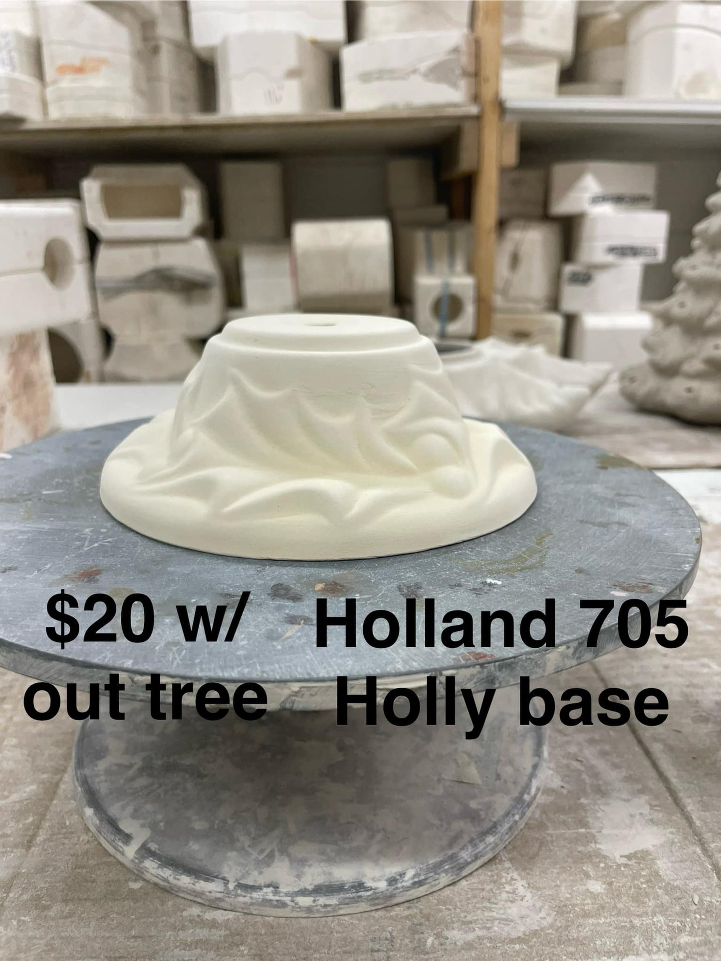 HOLLAND TREE BASE MOLD- WITH HOLLY DESIGN -FOR TREE # 705 -$ 20
