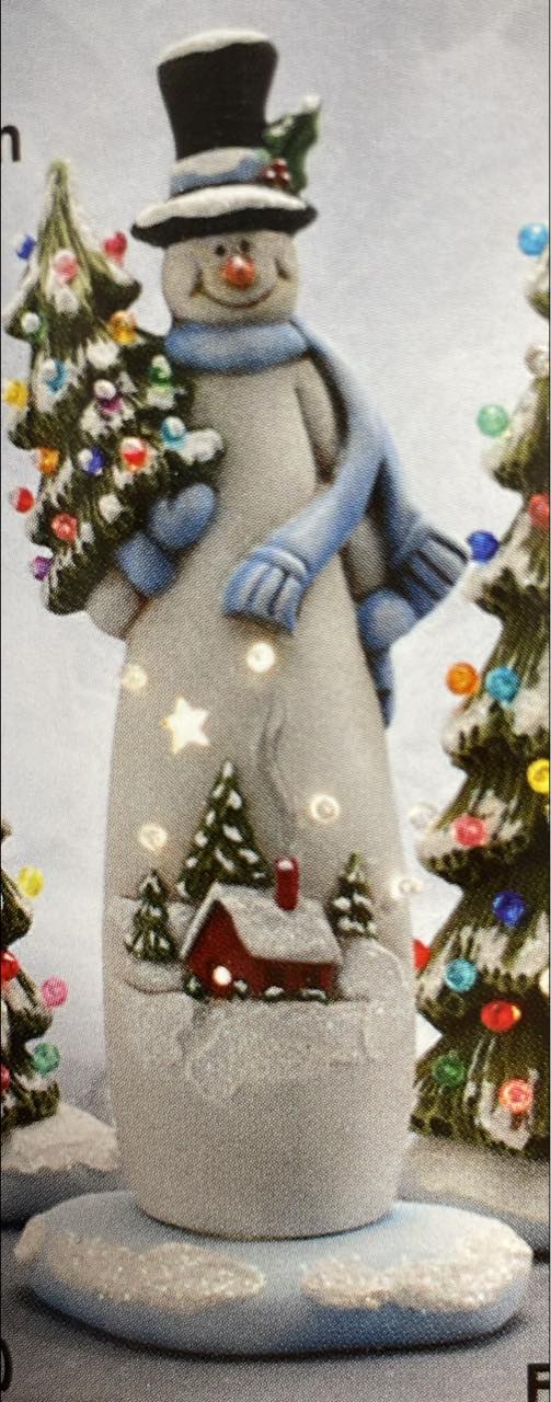 SNOWMAN WITH TREE SCENE-$20--9"