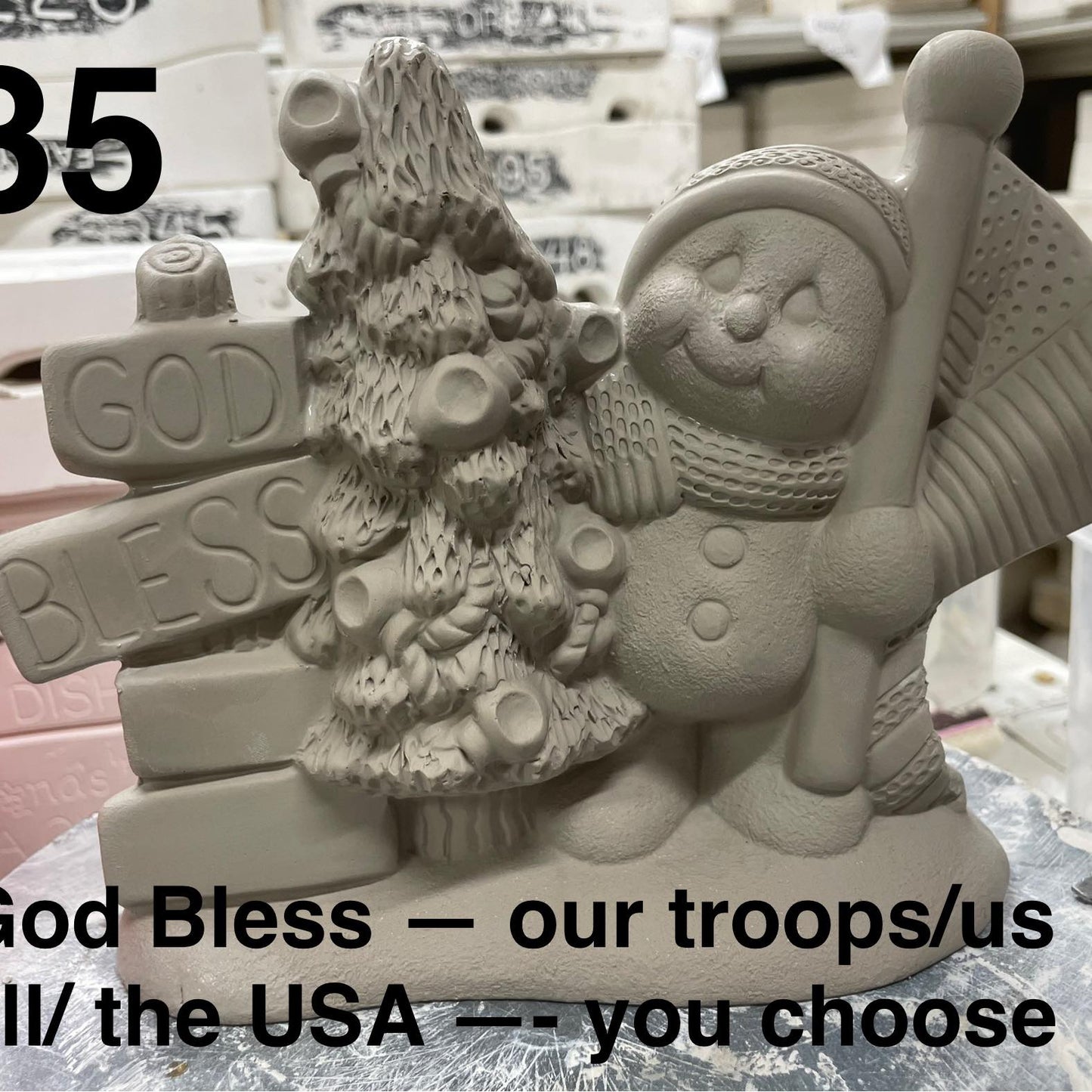 GOD BLESS ______ SNOWMAN & TREE