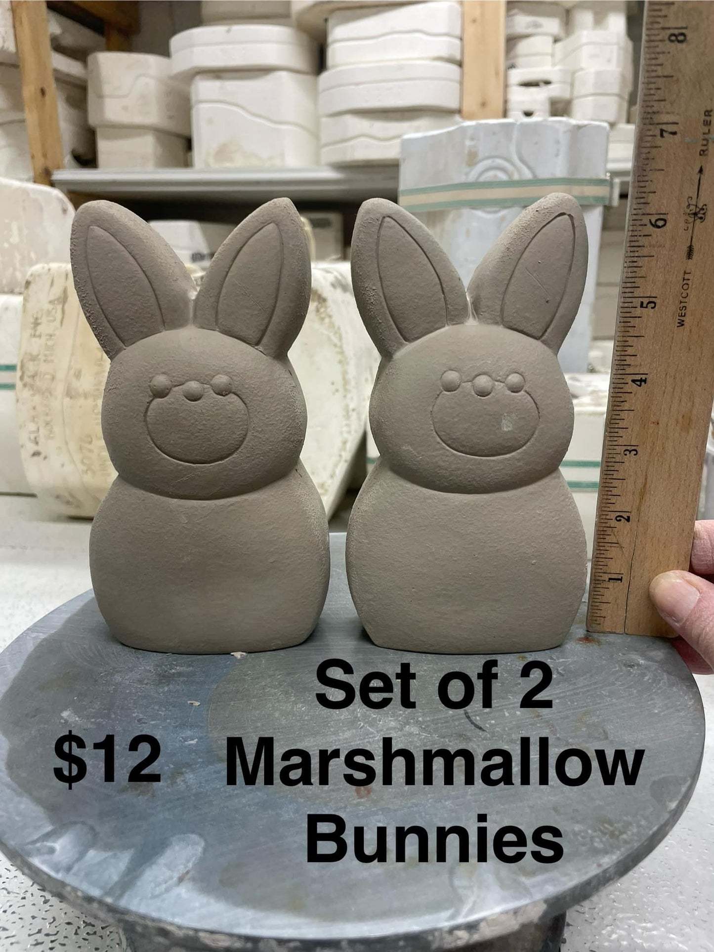 MARSHMALLOW BUNNIES - SET OF 2  -( CM)  $12