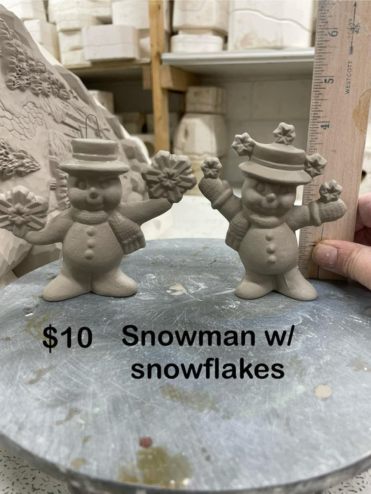 SNOWMAN WITH SNOWFLAKES - SET OF 2- -$10