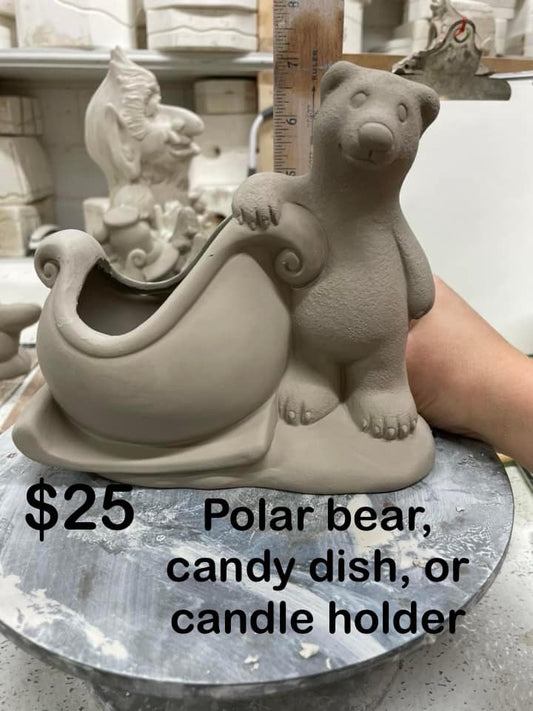 POLAR BEAR CANDY DISH OR CANDLE HOLDER-$25