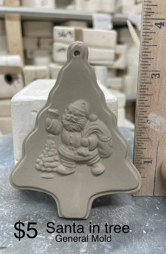 SANTA IN  CHRISTMAS TREE CHRISTMAS ORNAMENT -$5 - GENERAL MOLD