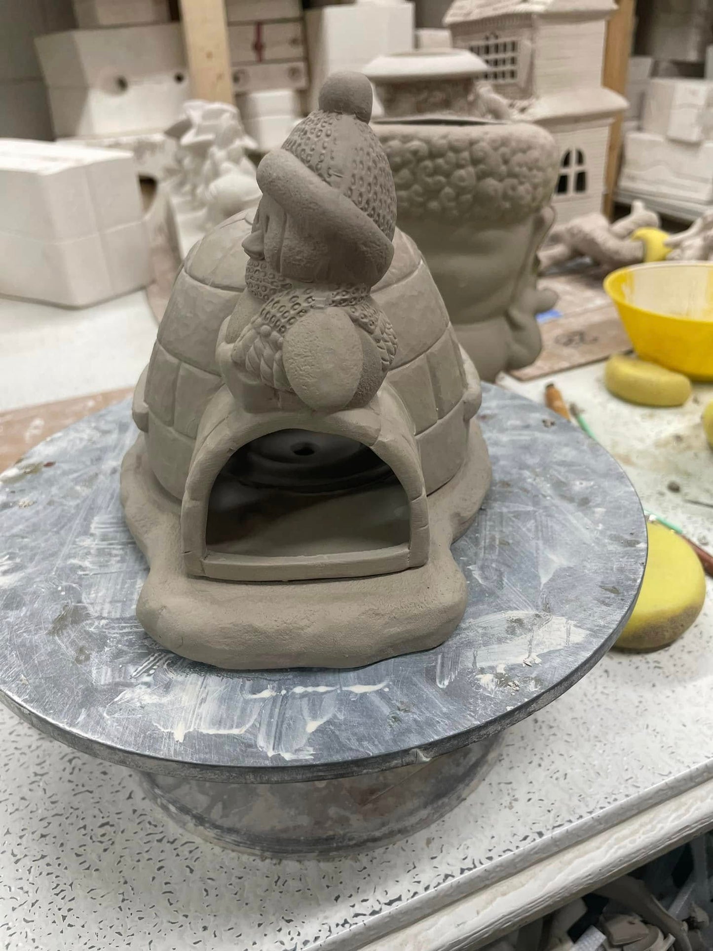 IGLOO WITH PENGUIN -$25 -- APPROX 5 3/4" TALL-