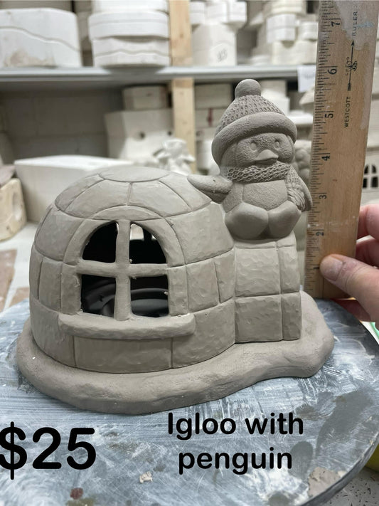 IGLOO WITH PENGUIN -$25 -- APPROX 5 3/4" TALL-