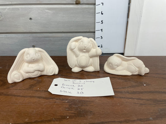 Set of 3 sleepy bunnies