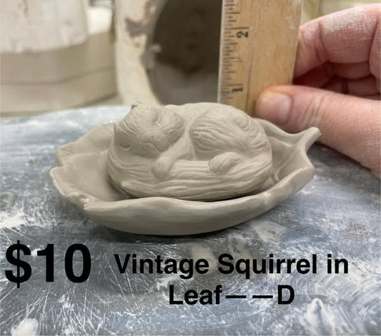 SQUIRREL SOUNDLY SLEEPING ON A LEAF- VINTAGE - ( D)-$ 10