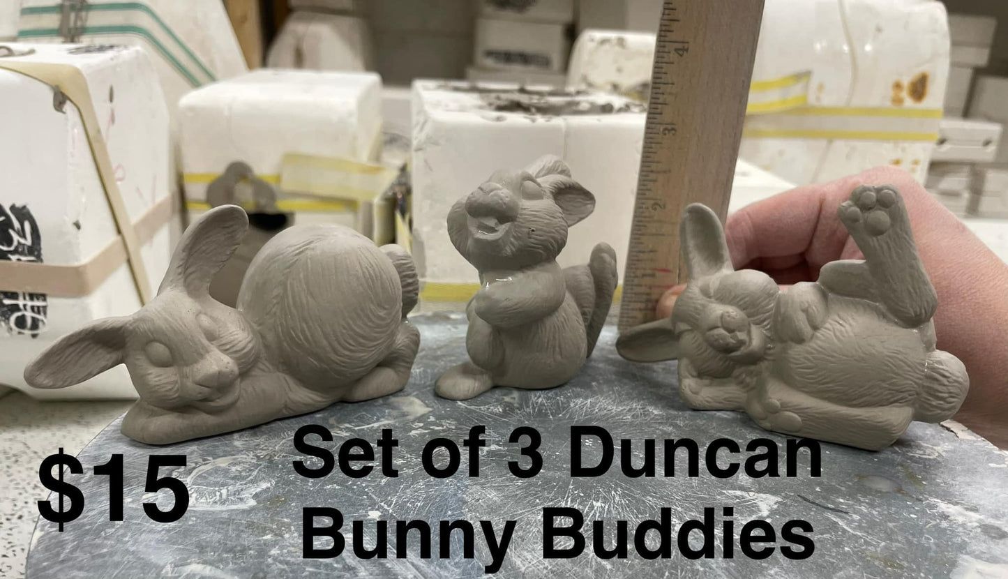 BUNNY BUDDIES - SET OF 3 BUNNIES - DUNCAN -$ 15