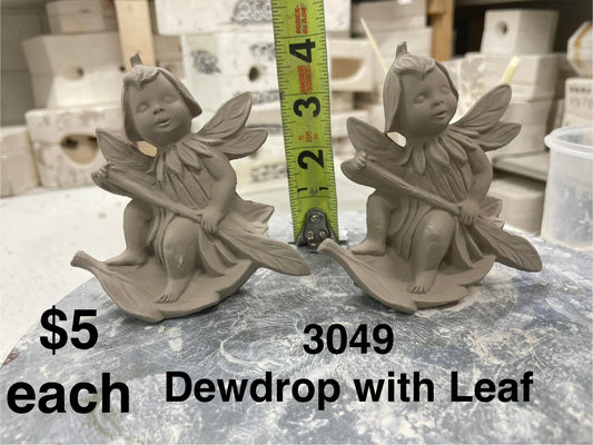 DEW DROP WITH LEAF FAIRIES -$5 EACH - APPROX 2 3/4" TALL