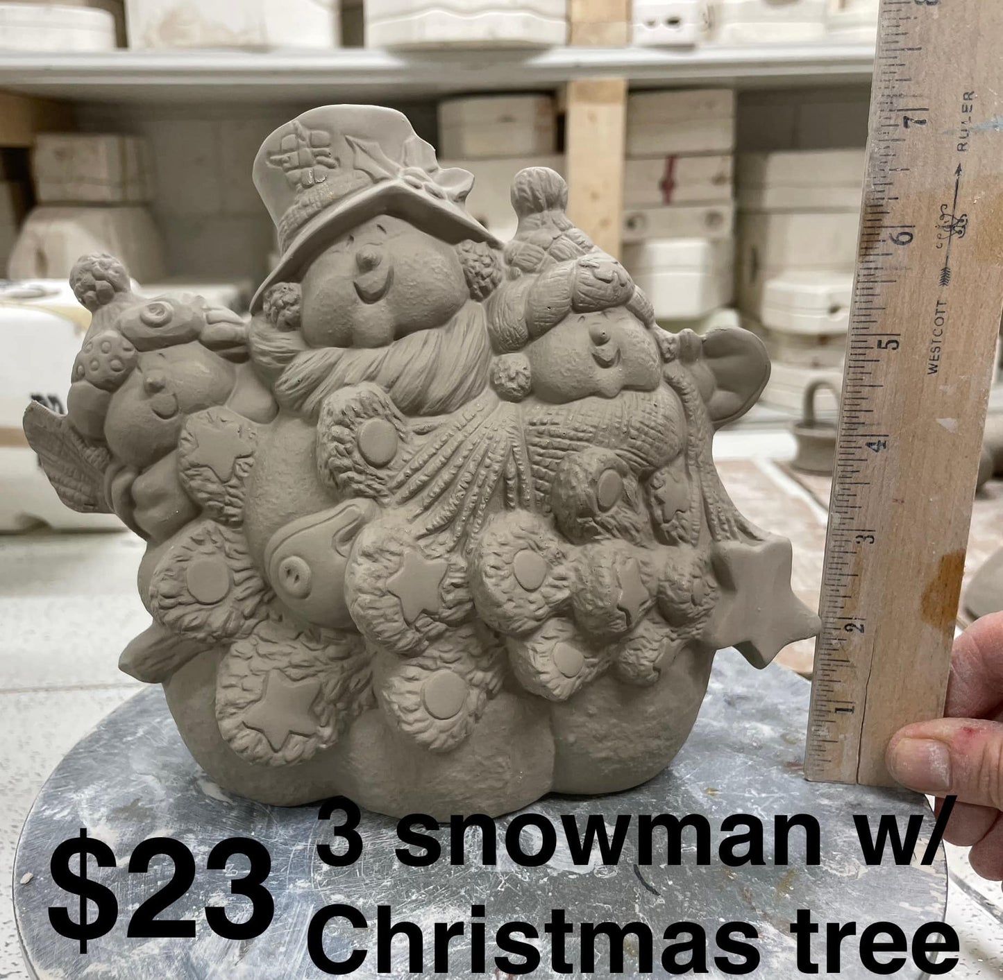 SNOWMEN ( 3 OF THEM) CARRYING A CHRISTMAS TREE - KIMPLE-$ 23