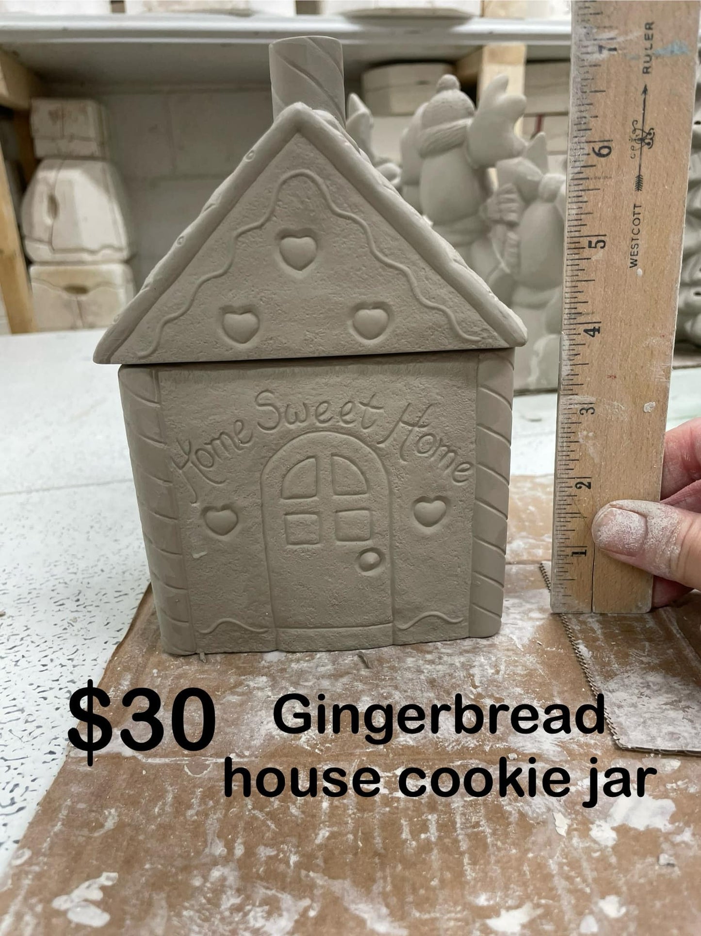 GINGERBREAD HOUSE COOKIE JAR-$30