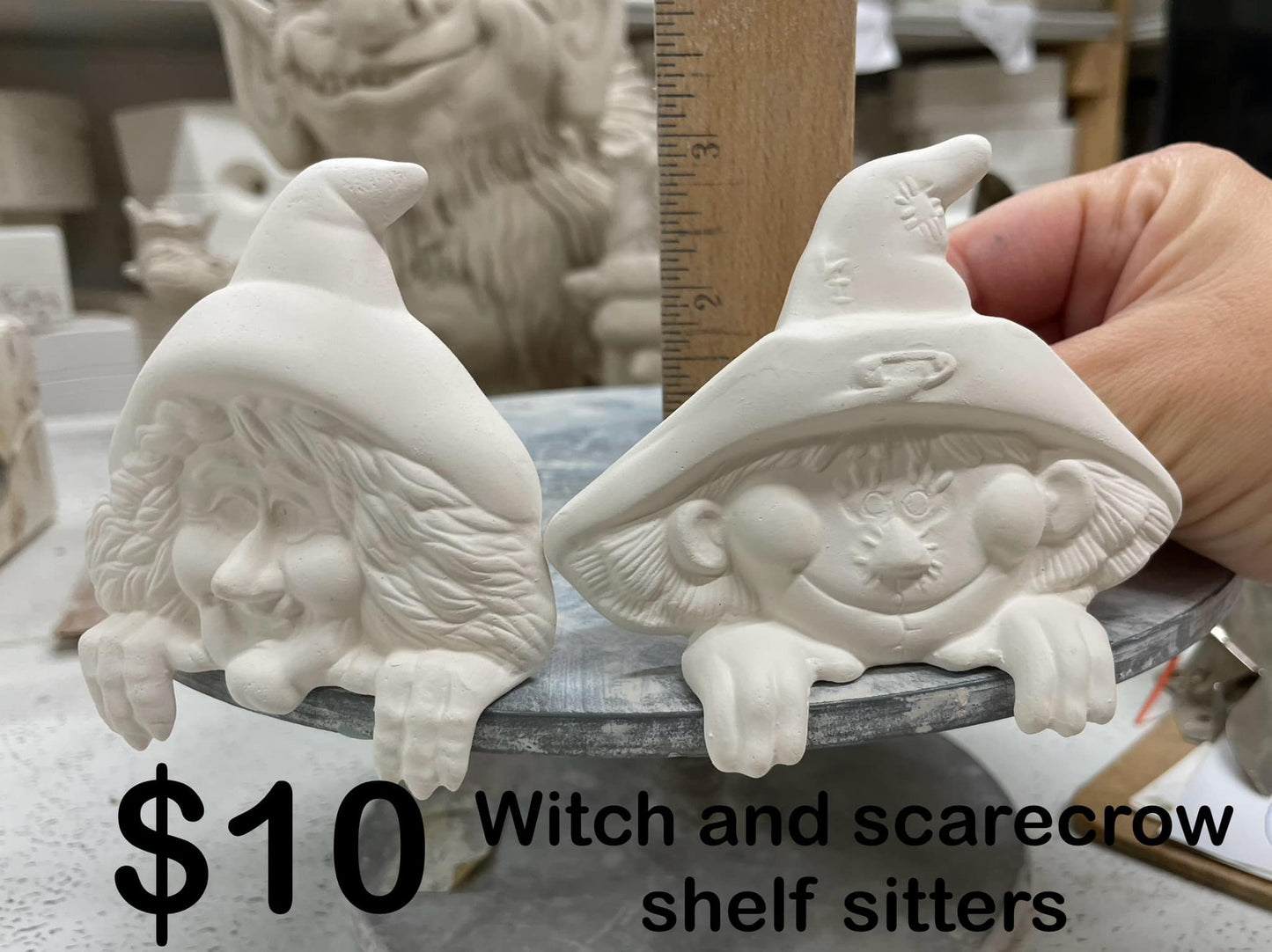 WITCH & SCARECROW SHELF SITTER -$10