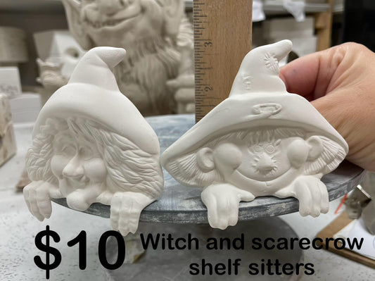 WITCH & SCARECROW SHELF SITTER -$10