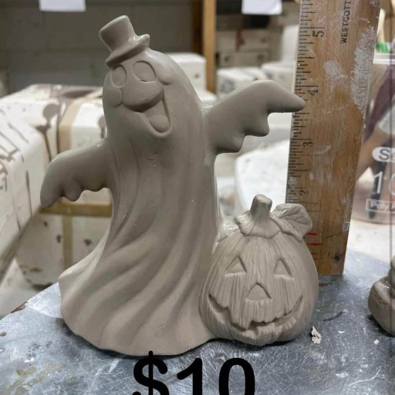 GHOST WEARING TOP HAT WITH PUMPKIN -$10 (Copy)