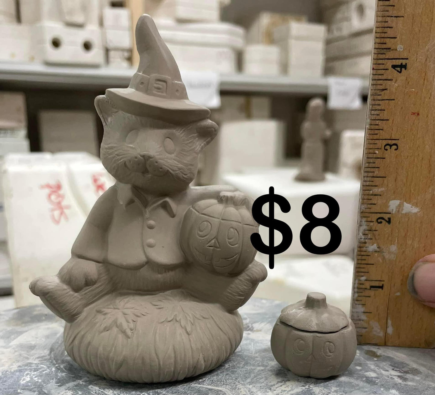 WITCH KITTY WITH PUMPKIN & A BABY PUMPKIN TOO -$8