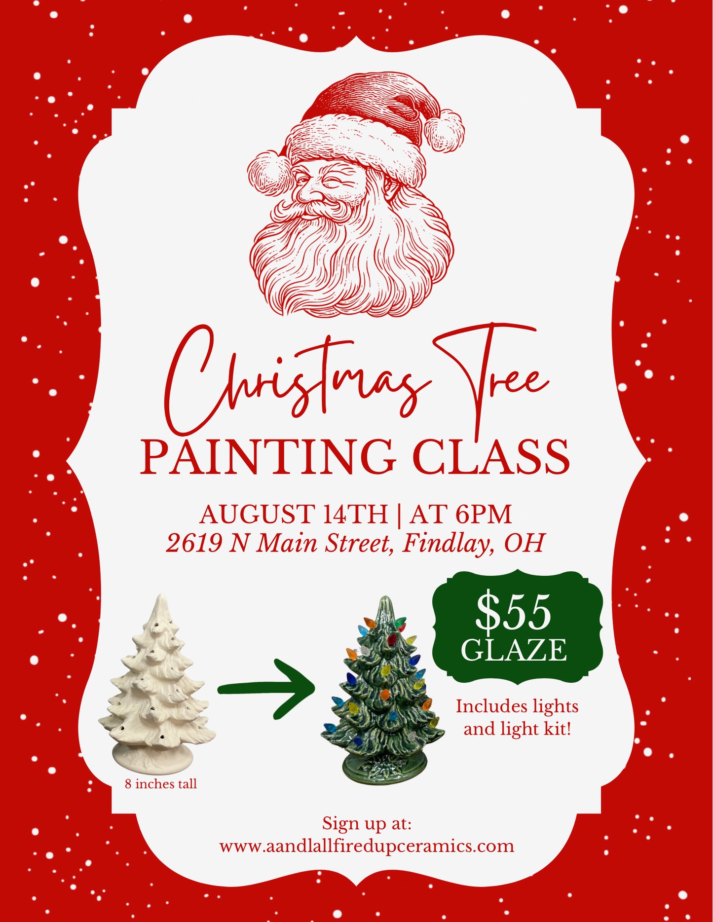 Christmas tree class Friday August 14th 6-8pm