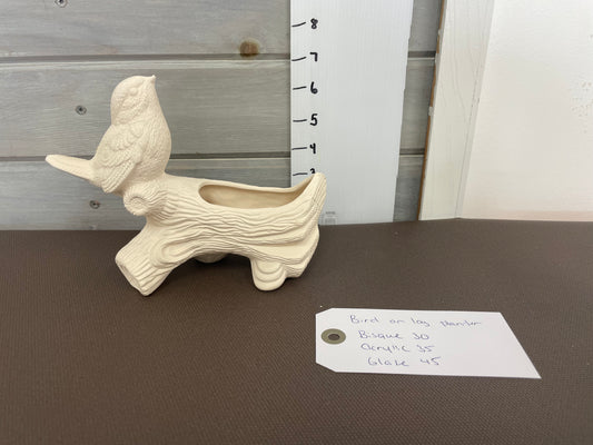 Bird on log planter