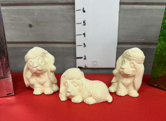 Christmas Hounds Set of 3 ! $25 Bisque