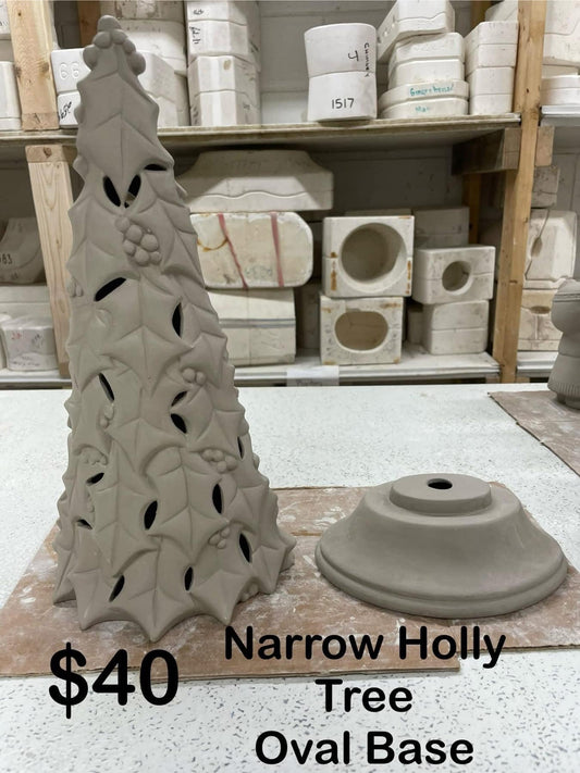 NARROW HOLLY TREE WITH BASE-CLAY MAGIC 4450 & BASE 4451