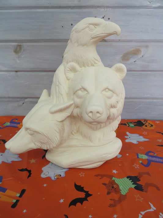BEAR , EAGLE & WOLF - $45      BISQUE