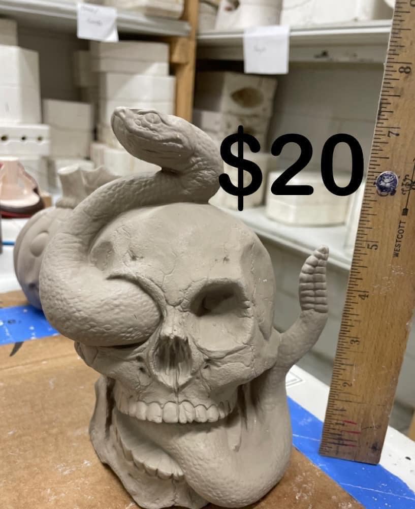 SKULL WITH SNAKE -$20