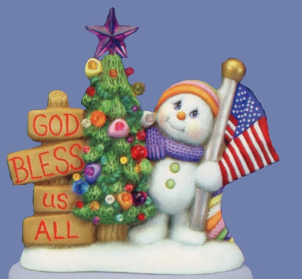 GOD BLESS ______   SNOWMAN & TREE