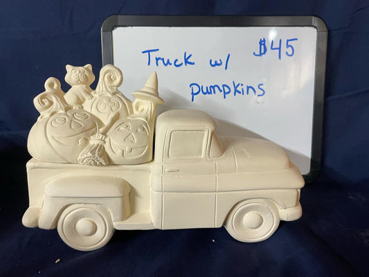 Pick Up Truck WITH PUMPKINS, CAT AND WITCH INSERT (CM) -$45