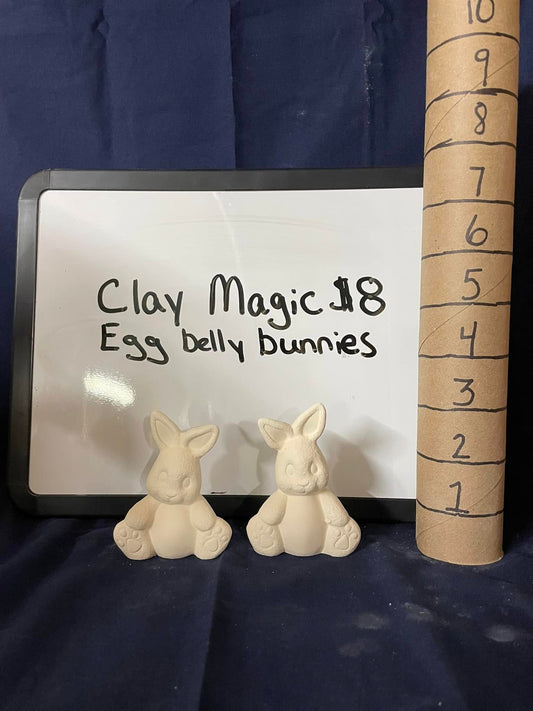 EGG BELLY BUNNIES- SET OF 2- CLAY MAGIC  -$ 8