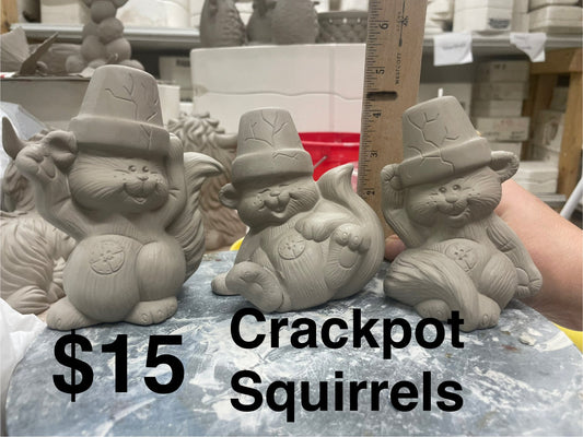 CRACK POT SQUIRRELS - SET OF 3 - $15 FOR THE SET OF ALL 3